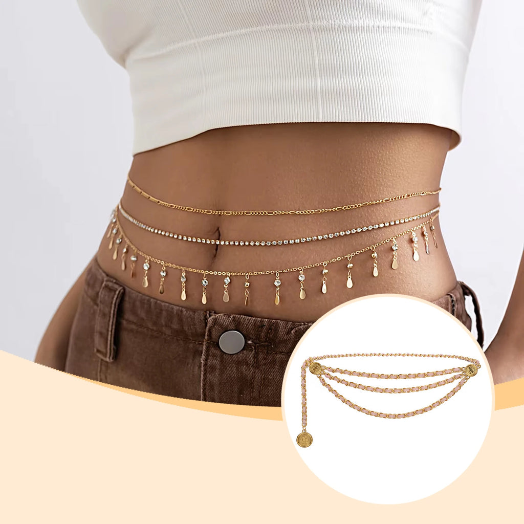 Women's Waist Chain Belt Bridal Wedding Adjustable Tassel Body Jewelry Fashion Accessories for Party Carnival Holiday