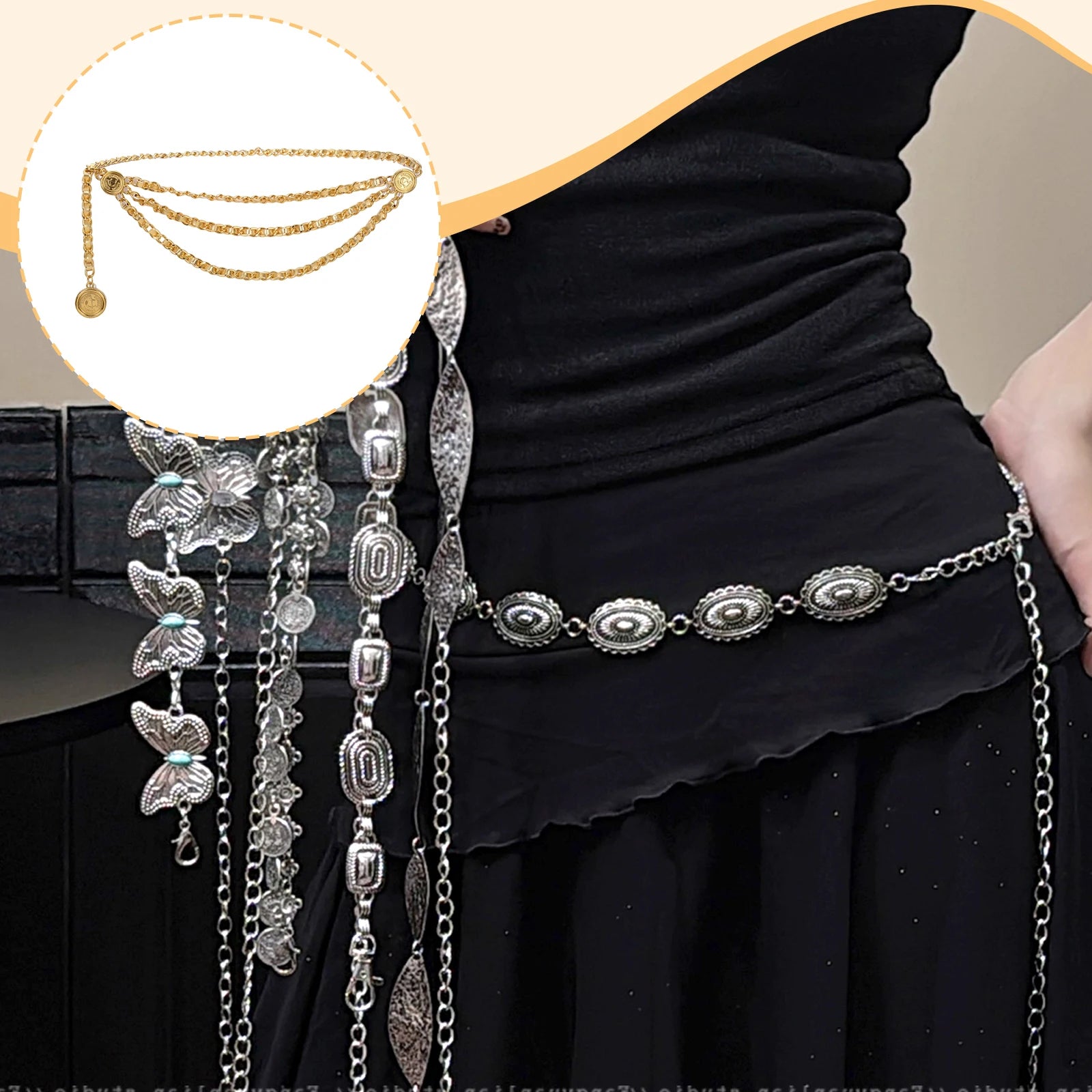 Women's Waist Chain Belt Bridal Wedding Adjustable Tassel Body Jewelry Fashion Accessories for Party Carnival Holiday