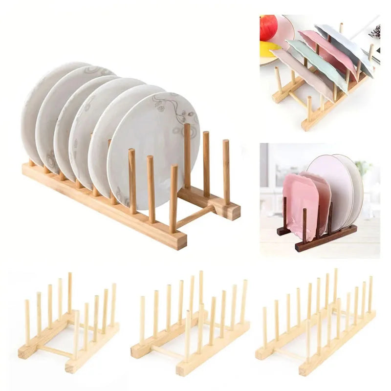 Wooden Multi-Function Dish Drying Rack with Drainboard – Kitchen Tableware Storage Organizer