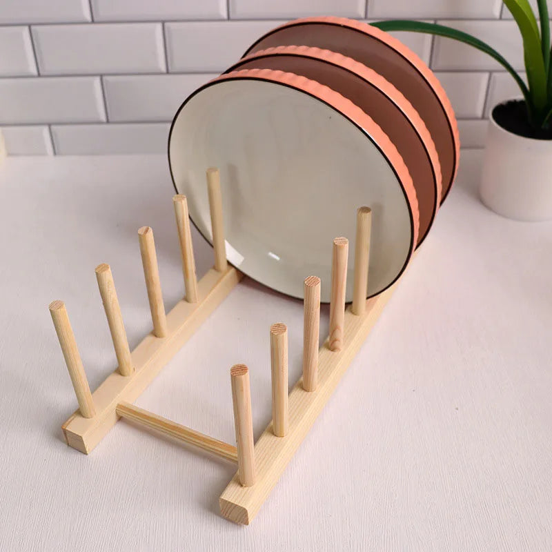Wooden Multi-Function Dish Drying Rack with Drainboard – Kitchen Tableware Storage Organizer