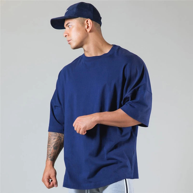 Men’s Oversized Running Gym Hip-Hop Loose T-Shirt – Bodybuilding Streetwear Tee
