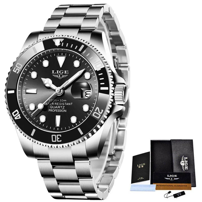 LIGE Men's 30ATM Waterproof Sport Diver Watch