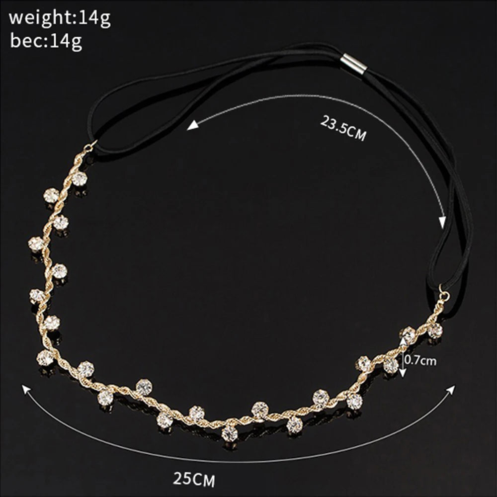 Crystal Chain Bridal Hair Jewelry Headband – Wedding Charm Head Band for Women