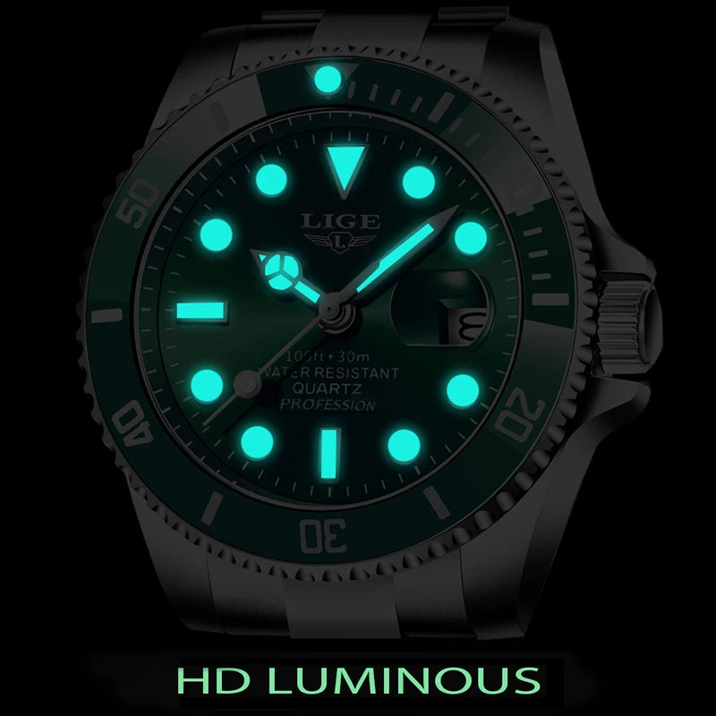 LIGE Men's 30ATM Waterproof Sport Diver Watch