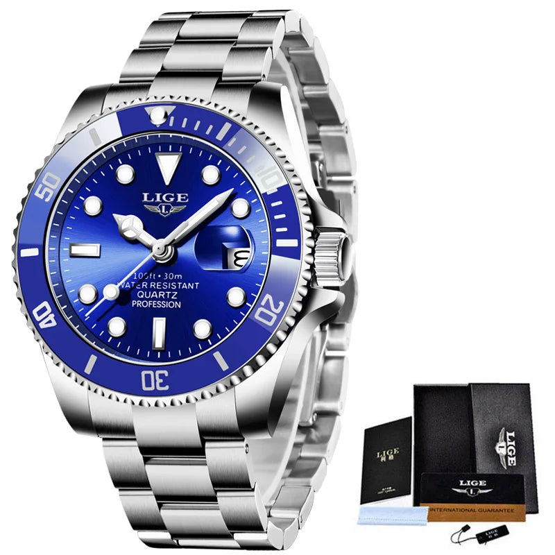 LIGE Men's 30ATM Waterproof Sport Diver Watch
