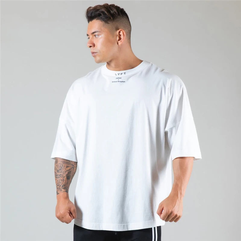 Men’s Oversized Running Gym Hip-Hop Loose T-Shirt – Bodybuilding Streetwear Tee