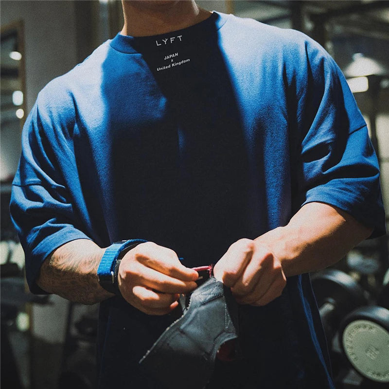 Men’s Oversized Running Gym Hip-Hop Loose T-Shirt – Bodybuilding Streetwear Tee