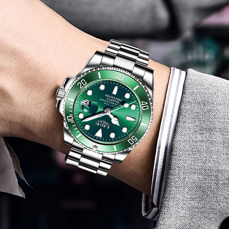 LIGE Men's 30ATM Waterproof Sport Diver Watch
