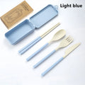 4-Piece Portable Wheat Straw Cutlery Set for Travel & Camping