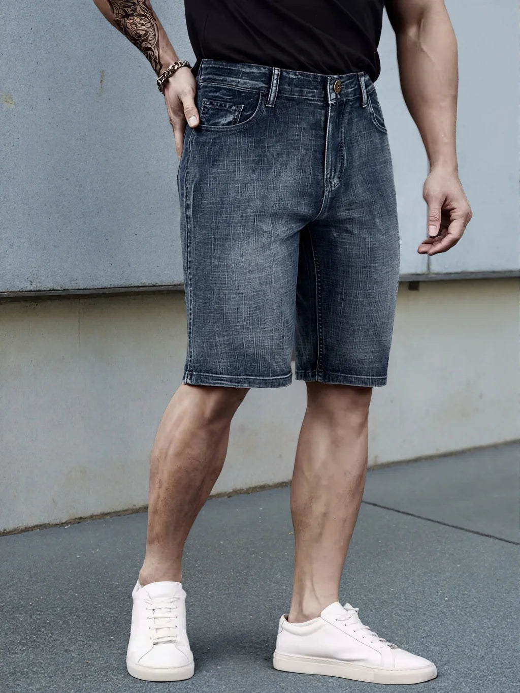 Men’s Slim Fit Stretch Denim Shorts – Classic Business Casual Summer Pants