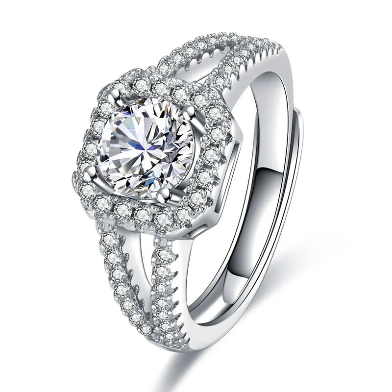 925 Sterling Silver Four Claw Diamond Ring – Simple Imitation Diamond Women's Ring