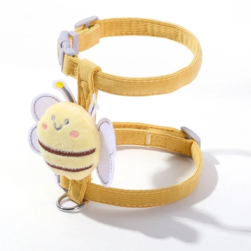 Cartoon Bee Cat Harness & Leash Set – Adjustable Double Layer for Small & Medium Pets