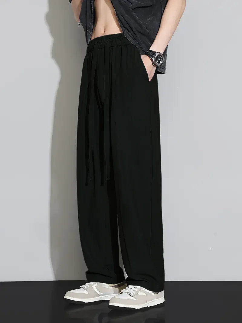 Men’s Ice Silk Wide Leg Pants – Lightweight Breathable Quick-Dry Long Trousers