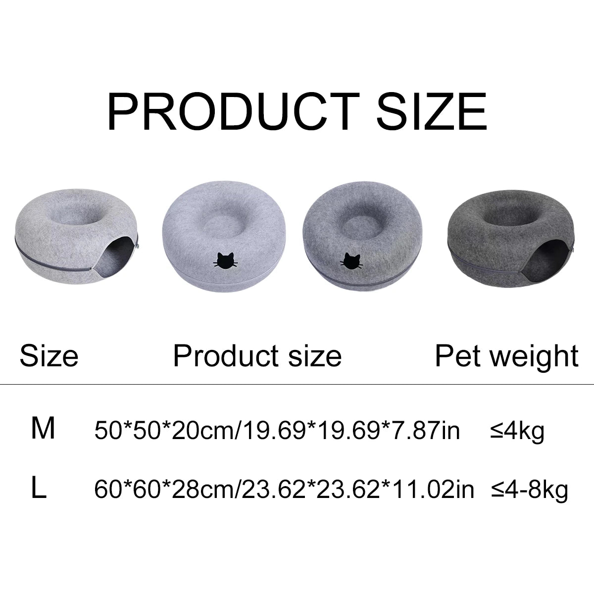 Round Cat Tunnel Nest – Felt Kitten Bed House with Scratcher & Donut Sleeping Toy