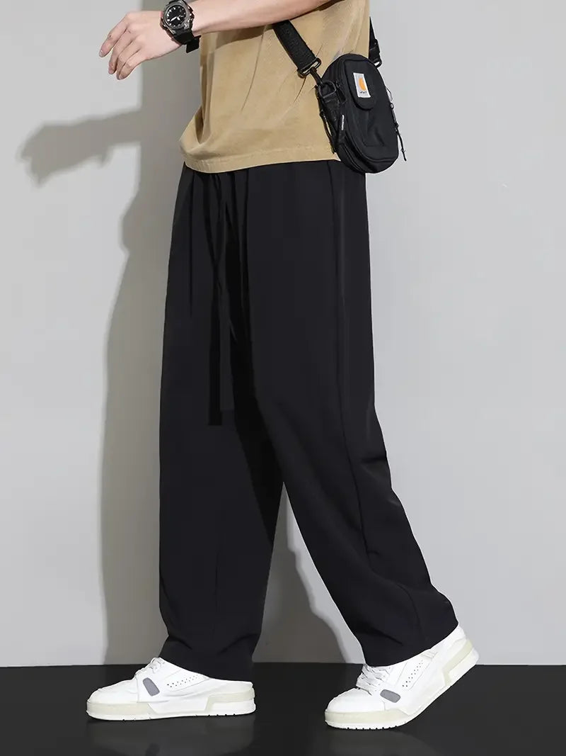Men’s Ice Silk Wide Leg Pants – Lightweight Breathable Quick-Dry Long Trousers