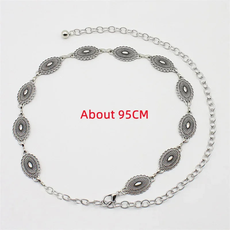 Retro Bohemian Metal Waist Chain Belt – Ethnic Style Sweater Body Decor Accessory for Women