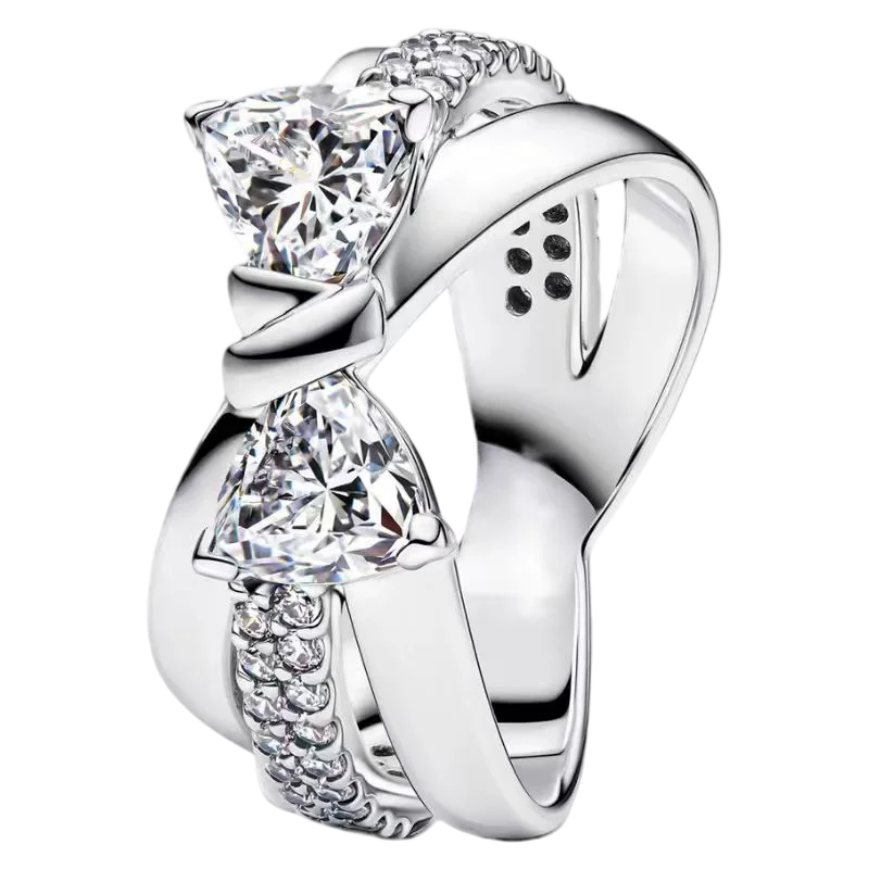 S925 Silver Bow Love Flower Ring – Elegant High-End Fashion Ring