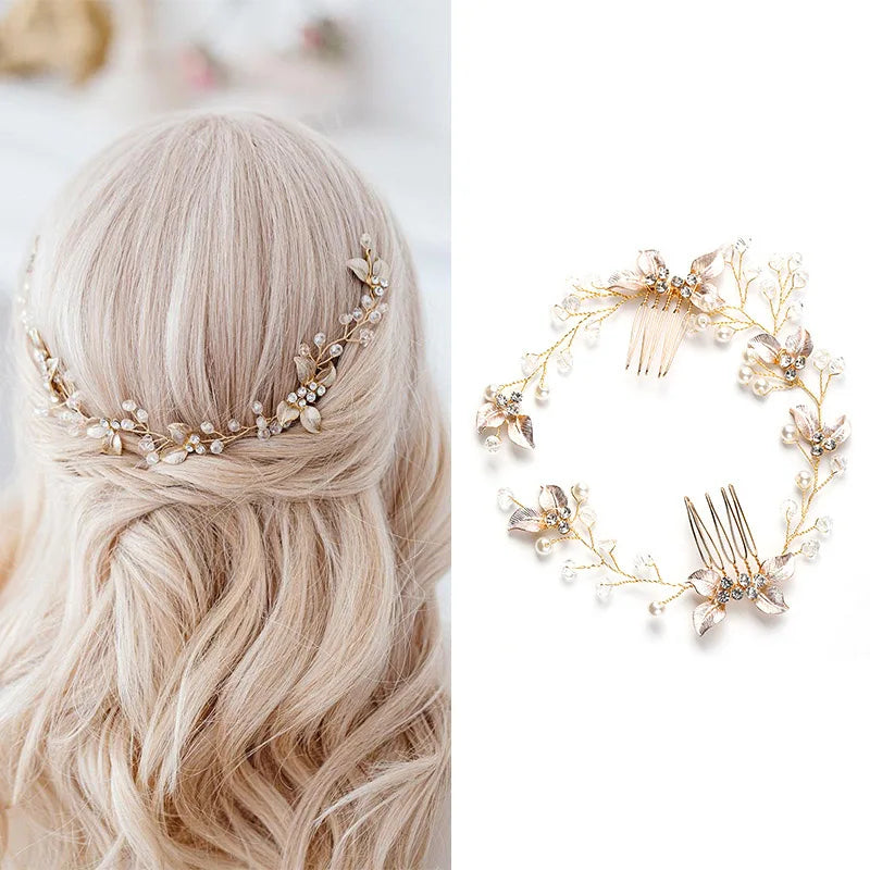 Wedding Crystal Flower Hair Clips & Pearl Barrette Combs – Bridal Headdress Hair Decor for Women