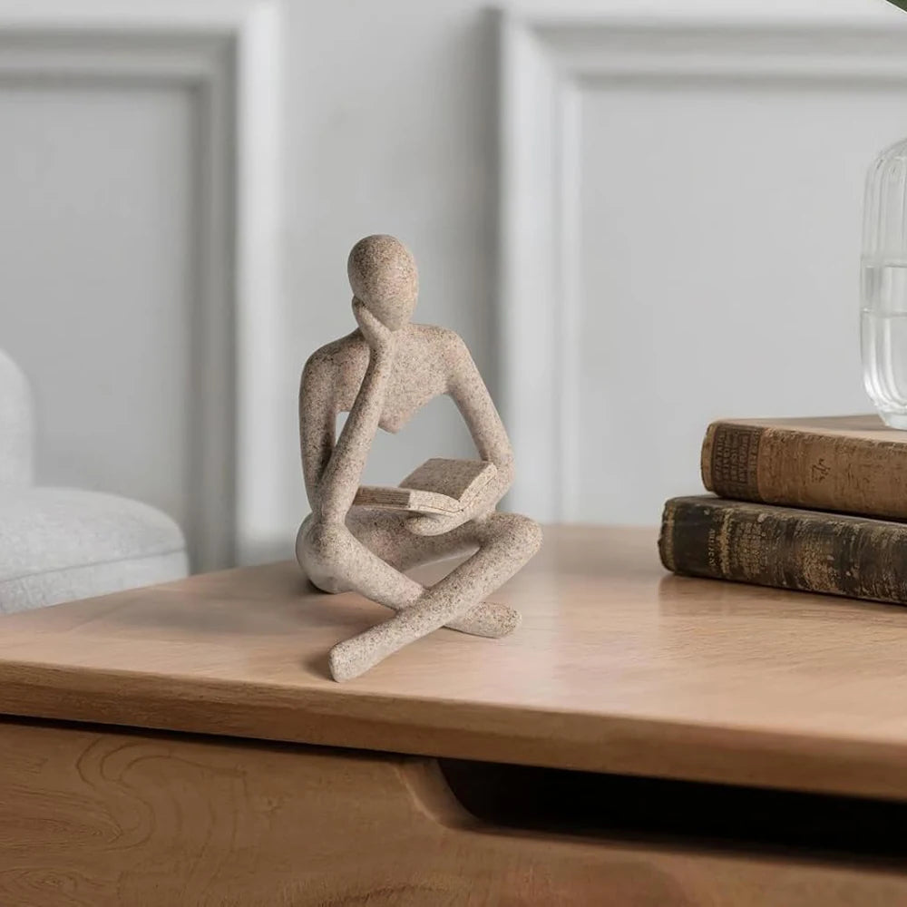 Abstract Thinker Sculpture | Resin Figurine for Bookshelf & Desk Decor