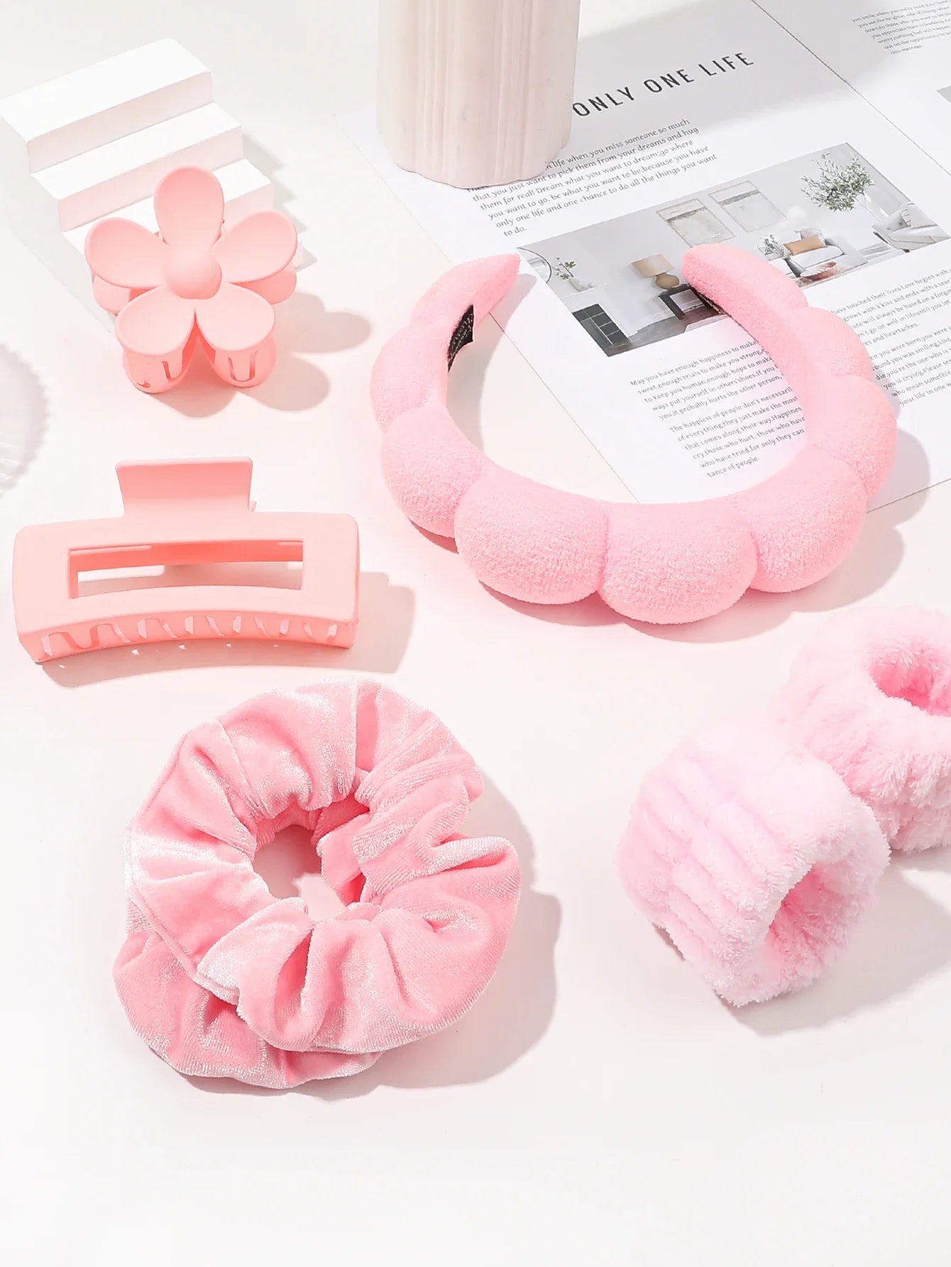7Pcs Microfiber Scrunchie & Spa Headband Set – Skincare Shower Makeup Accessories