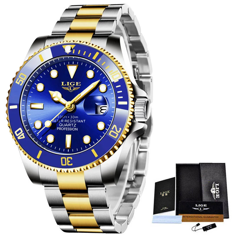 LIGE Men's 30ATM Waterproof Sport Diver Watch