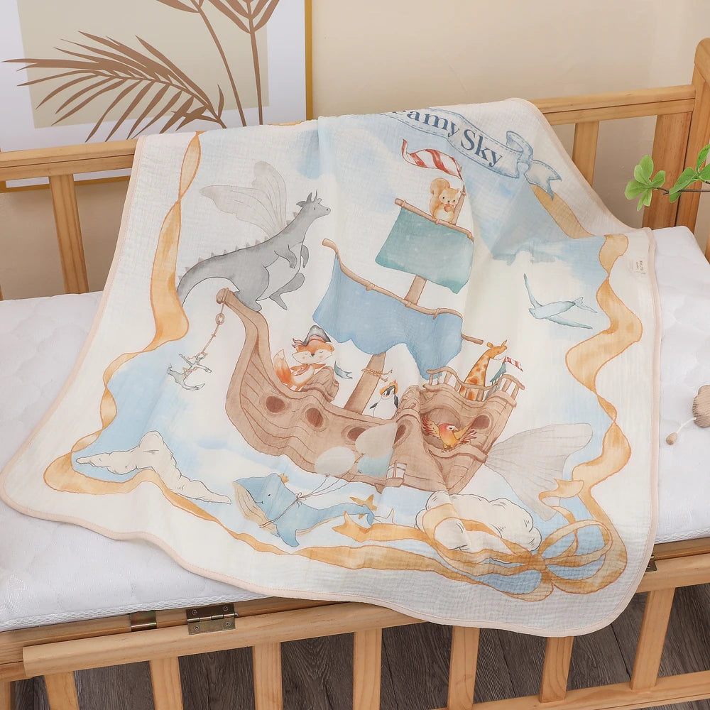Newborn Baby Bath Towel – Soft Pure Cotton Gauze Blanket for Infants