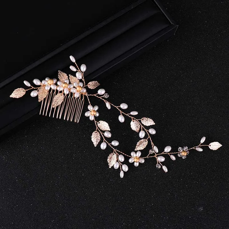 Wedding Crystal Flower Hair Clips & Pearl Barrette Combs – Bridal Headdress Hair Decor for Women