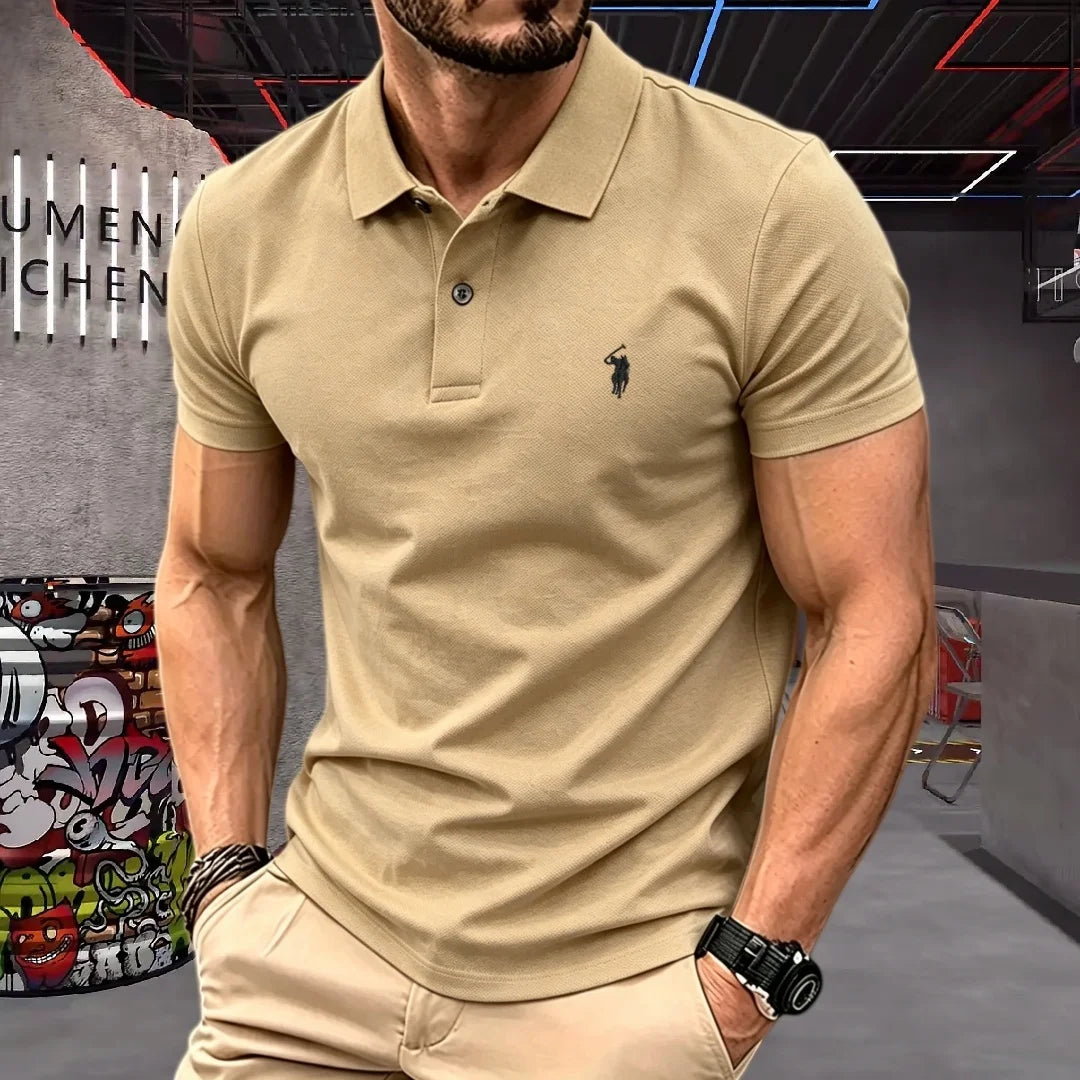 Men’s 100% Cotton Luxury Pony Embroidery Polo Shirt – Summer Golf Casual T-Shirt