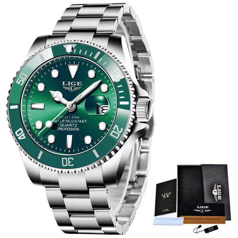 LIGE Men's 30ATM Waterproof Sport Diver Watch