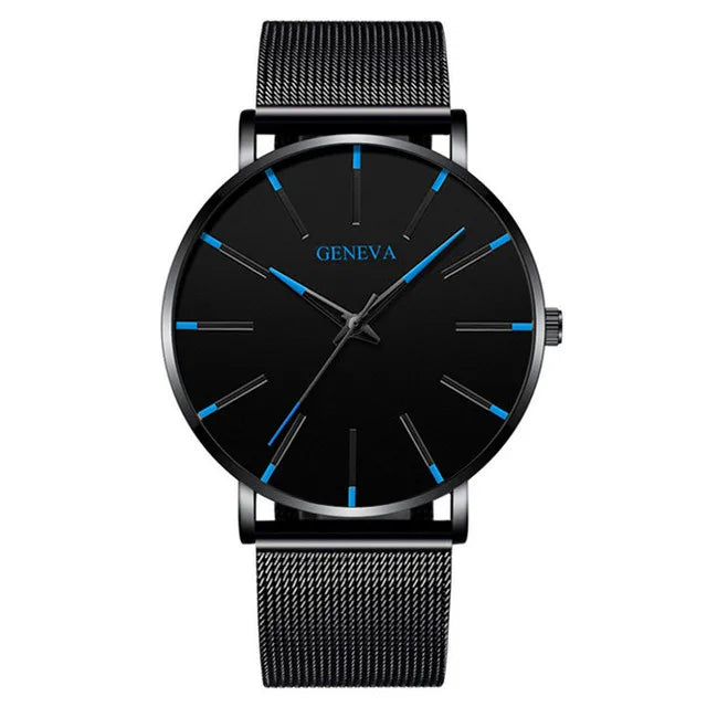 Minimalist Men's Ultra-Thin Mesh Belt Quartz Watch
