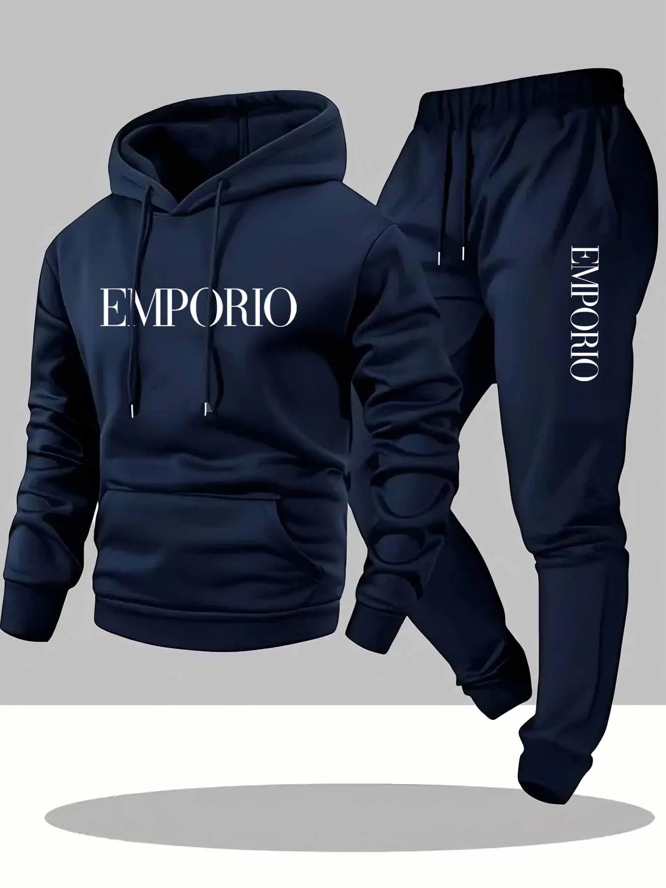 Men’s Cargo Hoodie Sweatshirt & Jogger Two Piece Set – Olive Green Streetwear Tracksuit