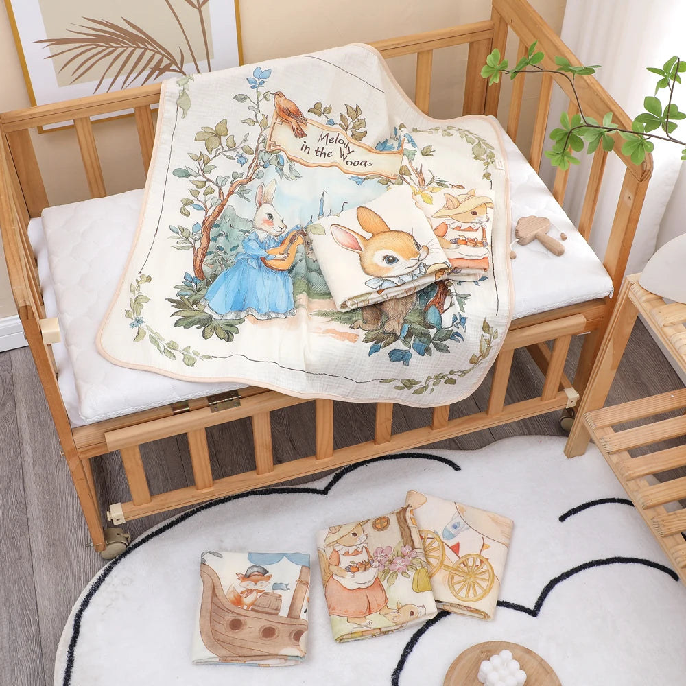 Newborn Baby Bath Towel – Soft Pure Cotton Gauze Blanket for Infants
