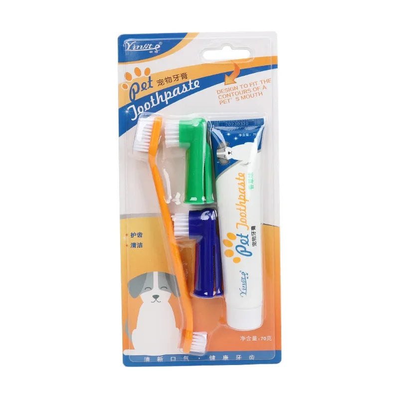 Pet Dental Care Kit – Dog & Cat Toothbrush & Toothpaste Set for Plaque & Tartar