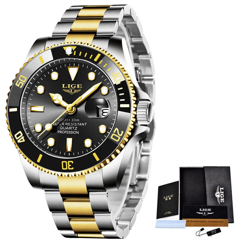 LIGE Men's 30ATM Waterproof Sport Diver Watch