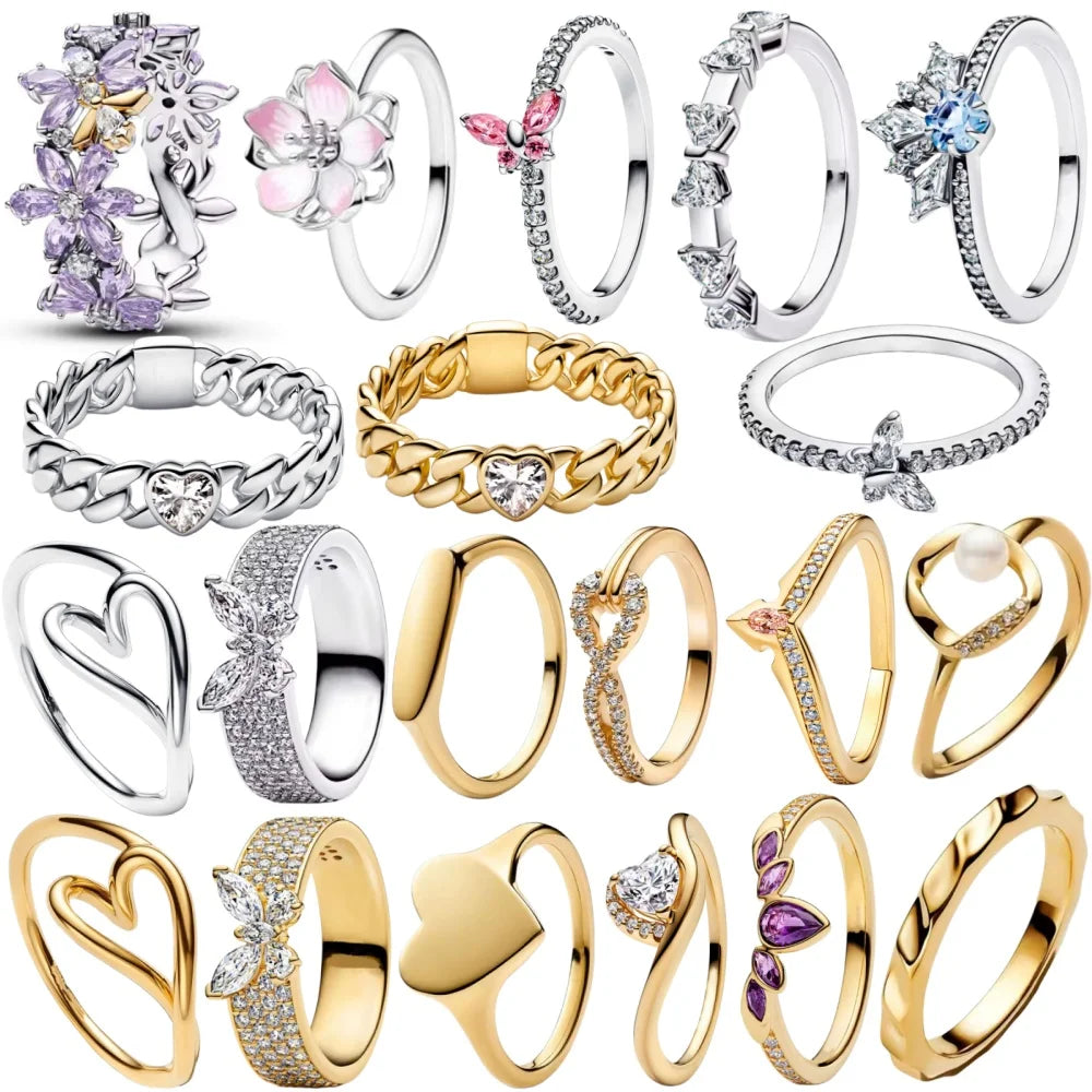 925 Silver Heart, Butterfly & Flower Ring – Exquisite Wedding Ring for Women