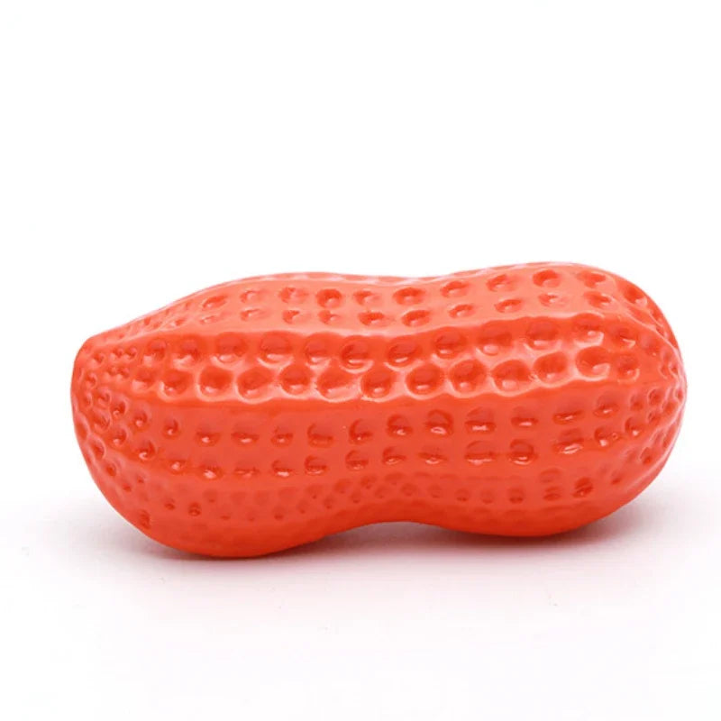 Peanut Squeaky Dog Chew Toy – Rubber Teeth Cleaning Interactive Pet Toy