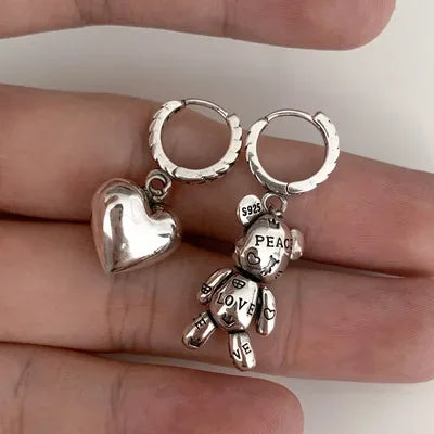 Stainless Steel Beaded Bear Pendant Bracelet for Women – Vintage Cute Party Jewelry
