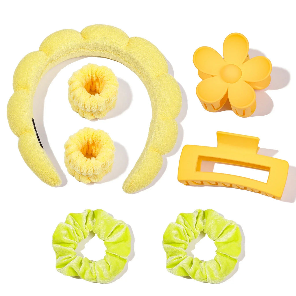 7Pcs Microfiber Scrunchie & Spa Headband Set – Skincare Shower Makeup Accessories