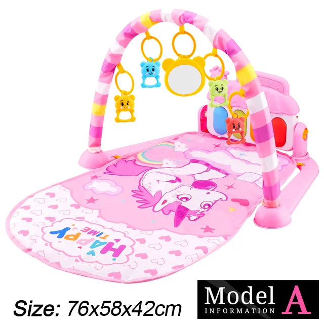 Baby Gym Activity Mat with Kick & Play Piano – Musical Floor Mat for Infants 0-36 Months