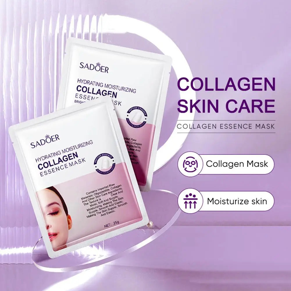5-Piece Hyaluronic Acid Collagen Hydrating Sheet Mask – Moisturizing Facial Skincare Mask