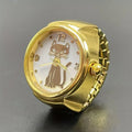 Kitten Circular Pointer Quartz Ring Watch – High-End Gold & Silver Finger Watch