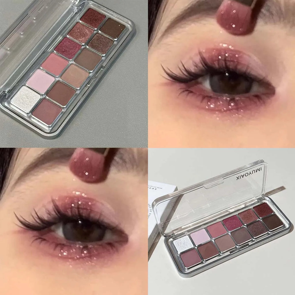 12-Color Soft Matte Eyeshadow Palette – High Pigment Grey Pink Brown Eye Shadow