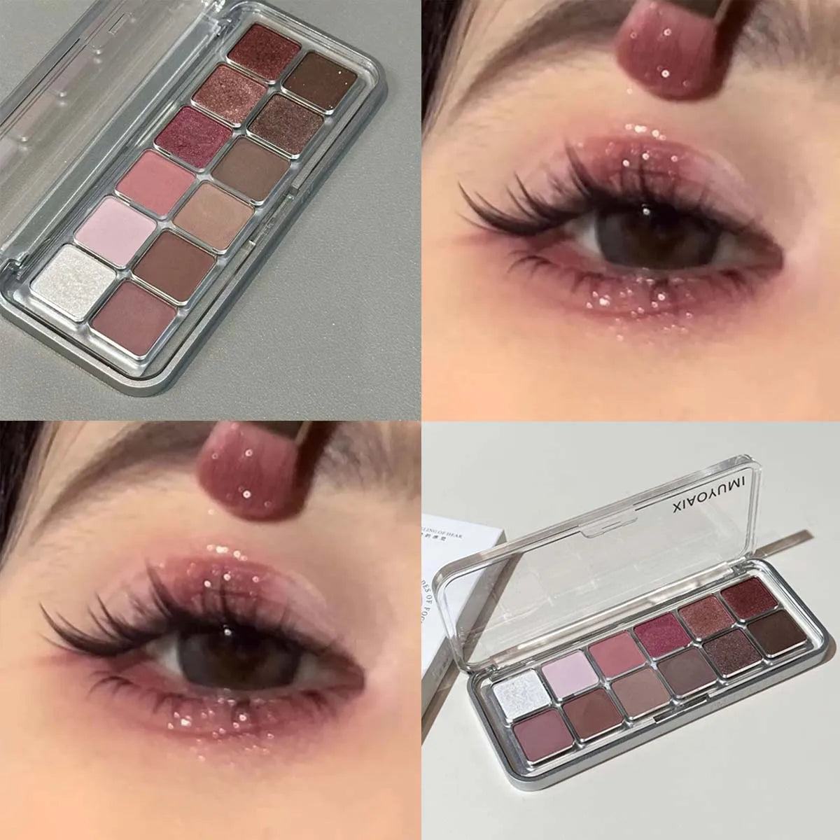 12-Color Soft Matte Eyeshadow Palette – High Pigment Grey Pink Brown Eye Shadow