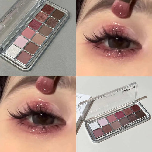 12-Color Soft Matte Eyeshadow Palette – High Pigment Grey Pink Brown Eye Shadow