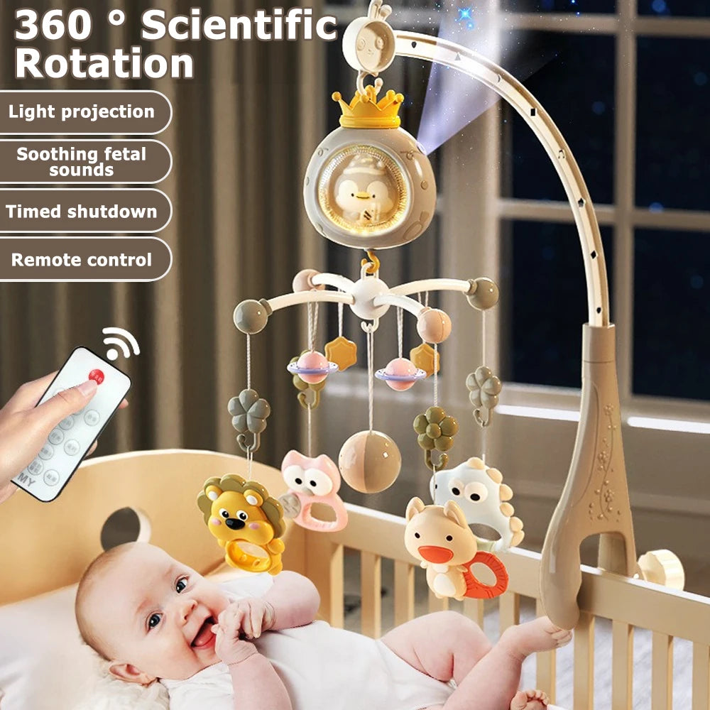 Baby Crib Mobile with Projector and Night Light – Musical Rotating Toy for Newborns