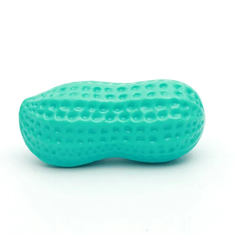 Peanut Squeaky Dog Chew Toy – Rubber Teeth Cleaning Interactive Pet Toy