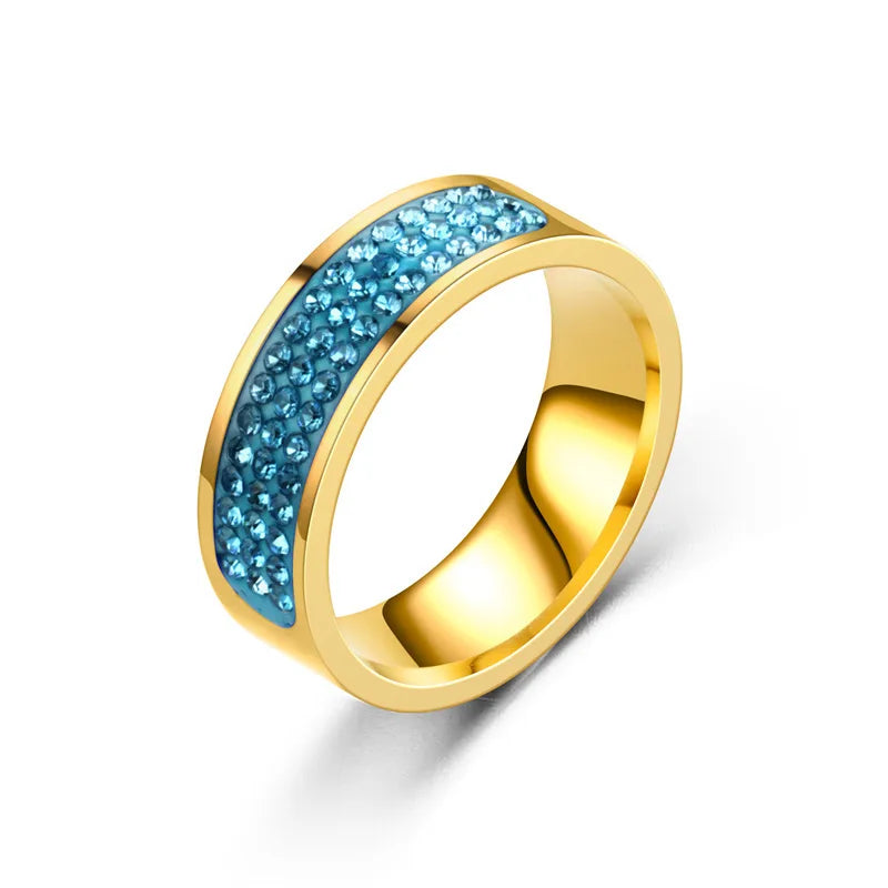 Square Zircon Stainless Steel Couple Ring – Romantic Engagement Wedding Ring for Women & Men
