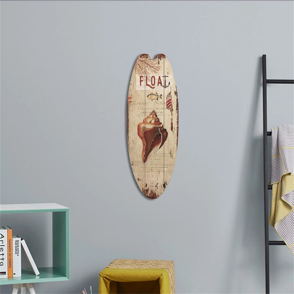 Wooden Surfboard Wall Sign | Retro Beach Style Hanging Decor for Home & Bar
