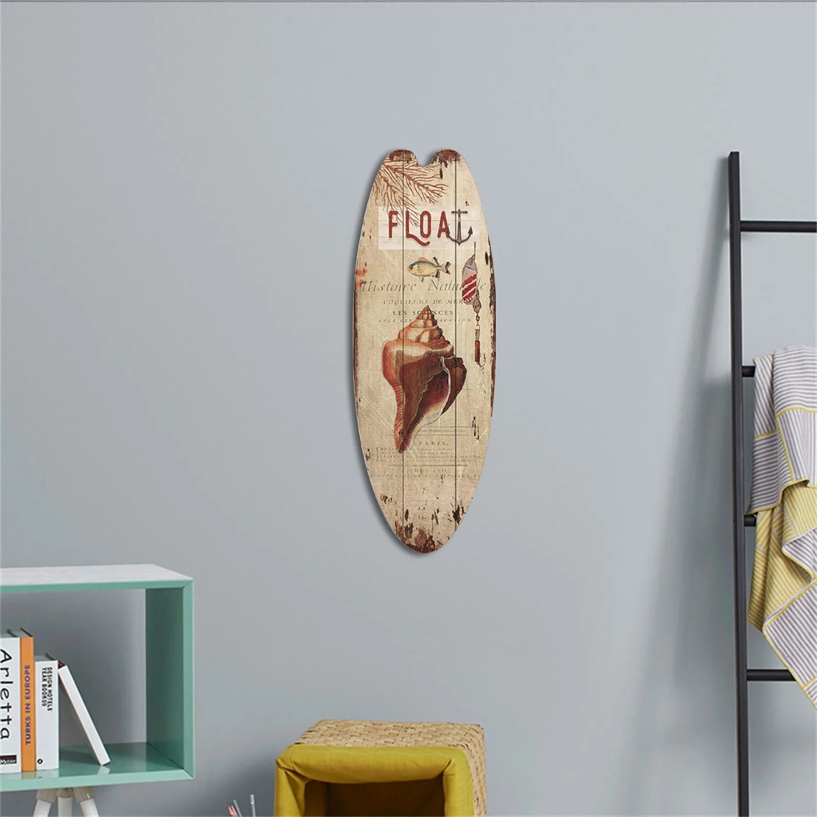 Wooden Surfboard Wall Sign | Retro Beach Style Hanging Decor for Home & Bar