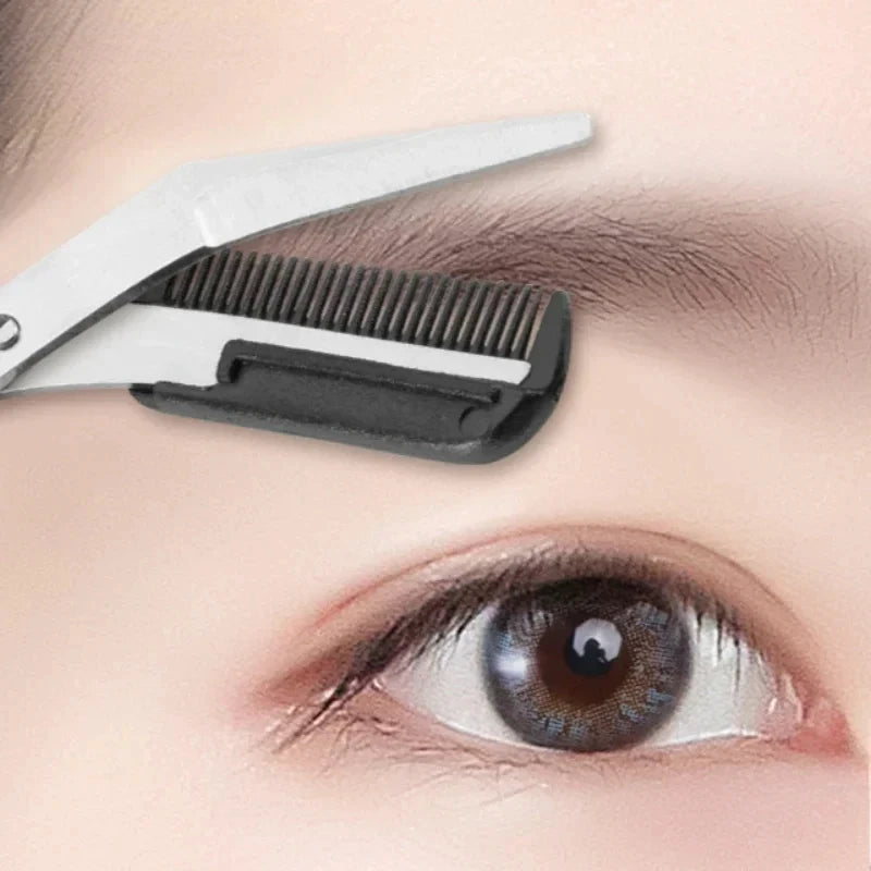 Eyebrow Trimmer Scissors with Comb | Stainless Steel Grooming Kit